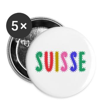 SUISSE. PAYS - Lot de 5 grands badges (56 mm) - blanc - Devant