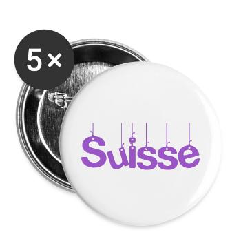 SUISSE. PAYS. GENEVE. SUISSE. HUMOUR - Lot de 5 grands badges (56 mm) - blanc - Devant