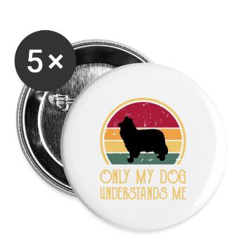 Collie Rough Dog Lover Silhouette Vintage Sonnenuntergang - Buttons groß 56 mm (5er Pack) - Weiß - Vorne