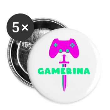 GAMERINA Neon Sword Logo - Buttons groß 56 mm (5er Pack) - Weiß - Vorne