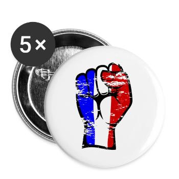 Frankreich Flagge Faust Hand Symbol used - Buttons groß 56 mm (5er Pack) - Weiß - Vorne