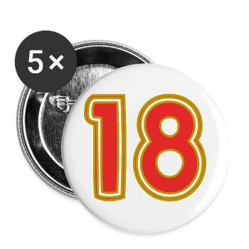 18. 18 JAHRE ALT. 18-JÄHRIGES JUBILÄUM. GEBURTSTAG 18 JAHRE. - Buttons groß 56 mm (5er Pack) - Weiß - Vorne