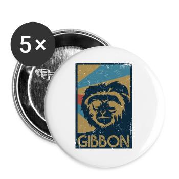 Flinker Gibbon Dschungelbewohner - Buttons groß 56 mm (5er Pack) - Weiß - Vorne