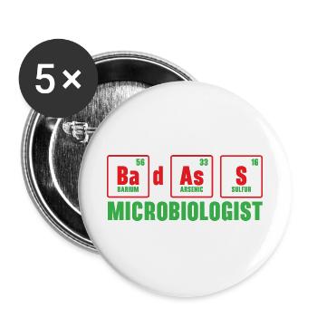 Badass Mikrobiologe Wissenschaft Lehrer Biologie - Buttons groß 56 mm (5er Pack) - Weiß - Vorne