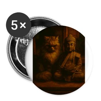 Buddha Cat - Buttons groß 56 mm (5er Pack) - Weiß - Vorne