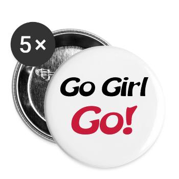 go girl go - Buttons groß 56 mm (5er Pack) - Weiß - Vorne