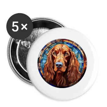 Irish Setter Hunderasse Aquarellglas - Buttons groß 56 mm (5er Pack) - Weiß - Vorne