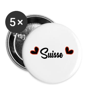 SCHWEIZ. LAND. GENF. SCHWEIZ. HUMOR. LAND - Buttons groß 56 mm (5er Pack) - Weiß - Vorne