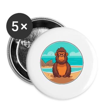 Pavian Aquarell Cartoon Kawaii Clipart Tier - Buttons groß 56 mm (5er Pack) - Weiß - Vorne