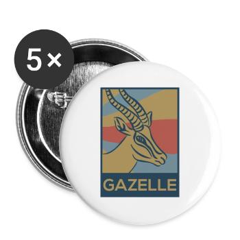 Elegante Gazelle Savannenläufer - Buttons groß 56 mm (5er Pack) - Weiß - Vorne