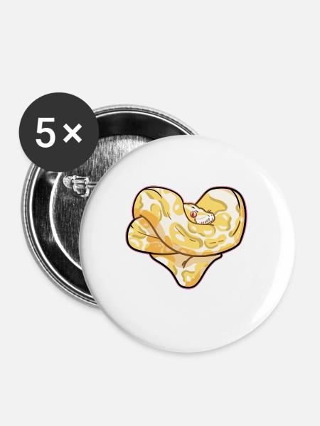 Neugierige Python Dschungelbewohner - Buttons groß 56 mm (5er Pack) - Weiß