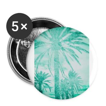 Mintteal Palmenpanorama - Buttons groß 56 mm (5er Pack) - Weiß - Vorne