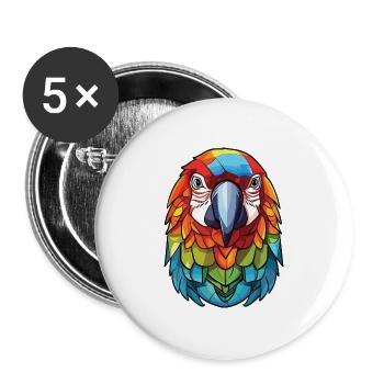 Papagei Buntes Aquarell Tier Haustier Illustration - Buttons groß 56 mm (5er Pack) - Weiß - Vorne