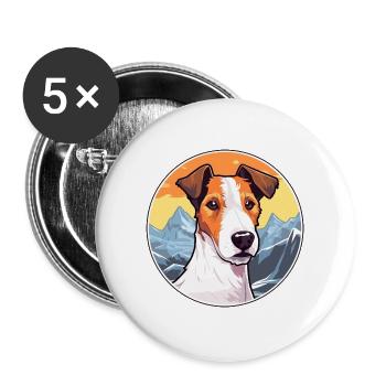 Glatter Foxterrier Hunderasse Cartoon Kawaii Waterc - Buttons groß 56 mm (5er Pack) - Weiß - Vorne