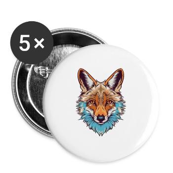 Kojote Buntes Aquarell Cartoon Kawaii Tier - Buttons groß 56 mm (5er Pack) - Weiß - Vorne