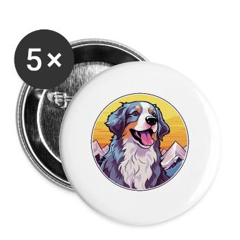 Perro de Presa Mallorquinische Hunderasse Cartoon Kawaii - Buttons groß 56 mm (5er Pack) - Weiß - Vorne