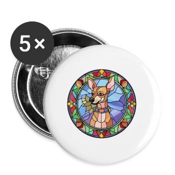 Peruanische Inka-Orchideen-Hunderasse Buntglasfarbe - Buttons groß 56 mm (5er Pack) - Weiß - Vorne