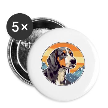 Polnische Jagdhunderasse Karikatur Kawaii Aquarell - Buttons groß 56 mm (5er Pack) - Weiß - Vorne
