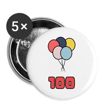 100. 100 JAHRE. 100-JÄHRIGES JUBILÄUM. GEBURTSTAG 100 - Buttons groß 56 mm (5er Pack) - Weiß - Vorne