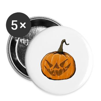 Halloween Horror Kürbis - Buttons groß 56 mm (5er Pack) - Weiß - Vorne