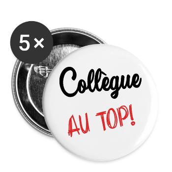 KOLLEGE. HUMOR. RUHESTAND. RUHESTAND. PENSIONIERT - Buttons groß 56 mm (5er Pack) - Weiß - Vorne