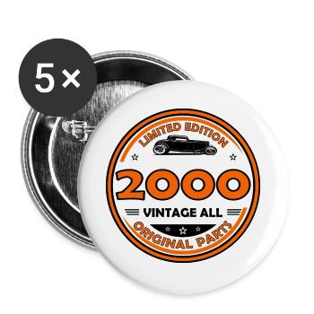 Jahrgang 2000 - Buttons groß 56 mm (5er Pack) - Weiß - Vorne
