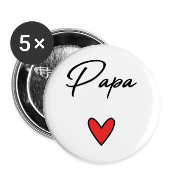 PAPA. VATERTAG. FROHER VATERTAG. ALLES GUTE ZUM GEBURTSTAG. - Buttons groß 56 mm (5er Pack) - Weiß - Vorne
