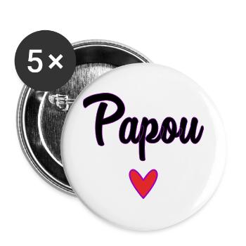 PAPUA. PAPA. VATERTAG. FROHER VATERTAG - Buttons groß 56 mm (5er Pack) - Weiß - Vorne