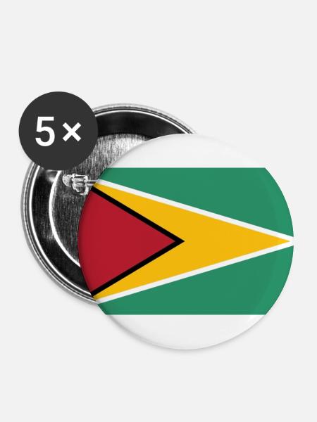 Guyana - Buttons groß 56 mm (5er Pack) - Weiß