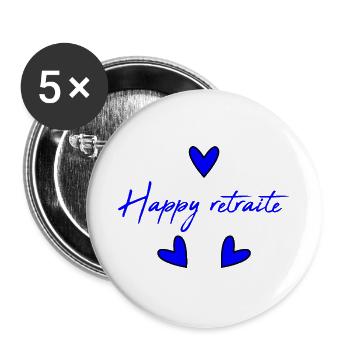 RUHESTAND. KOLLEGE. RUHESTAND. PENSIONIERT. RUHESTAND. - Buttons groß 56 mm (5er Pack) - Weiß - Vorne
