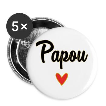 PAPUA. PAPA. VATERTAG. FROHER VATERTAG - Buttons groß 56 mm (5er Pack) - Weiß - Vorne