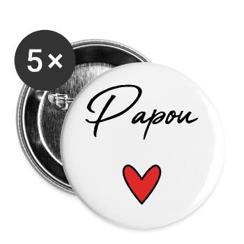 PAPUA. PAPA. VATERTAG. FROHER VATERTAG - Buttons groß 56 mm (5er Pack) - Weiß - Vorne