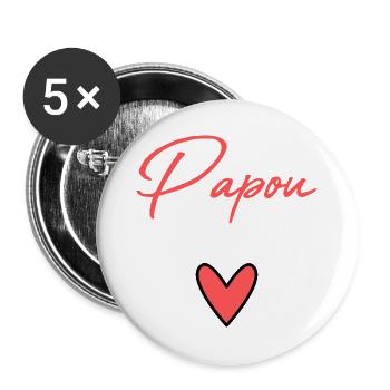 PAPUA. PAPA. VATERTAG. FROHER VATERTAG - Buttons groß 56 mm (5er Pack) - Weiß - Vorne