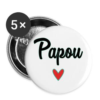 PAPUA. PAPA. VATERTAG. FROHER VATERTAG - Buttons groß 56 mm (5er Pack) - Weiß - Vorne