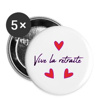 RETIREMENT. HAPPY RETIREMENT. HAPPY RETIREMENT - Buttons large 2.2''/56 mm (5-pack) - white - Front