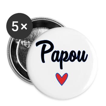 PAPUA. PAPA. VATERTAG. FROHER VATERTAG - Buttons groß 56 mm (5er Pack) - Weiß - Vorne