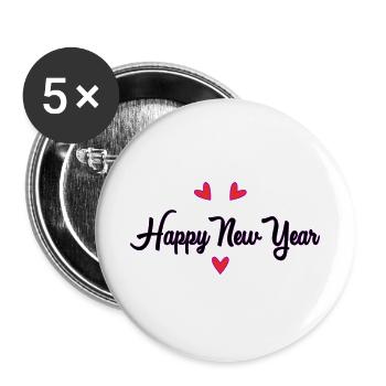 HAPPY NEW YEAR. NEW YEAR'S EVE. BEST WISHES - Buttons large 2.2''/56 mm (5-pack) - white - Front