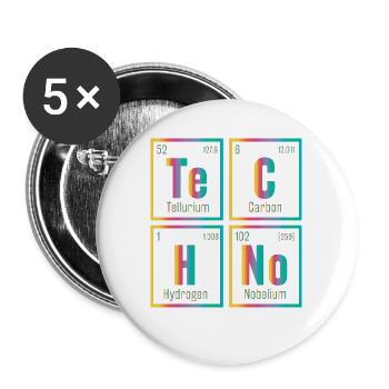 Techno Element House Musik - Buttons groß 56 mm (5er Pack) - Weiß - Vorne