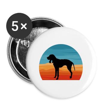 Griffon Bleu De Gascogne Hund Silhouette Retro Sun - Buttons groß 56 mm (5er Pack) - Weiß - Vorne