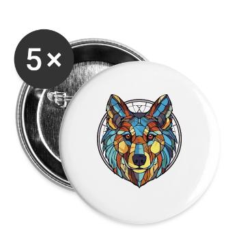 Cao De Castro Laboreiro Wolf Hunderasse Aquarell - Buttons groß 56 mm (5er Pack) - Weiß - Vorne