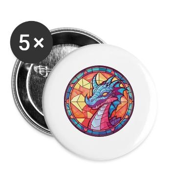 Drache Buntes Aquarell Tier Haustier Illustration - Buttons groß 56 mm (5er Pack) - Weiß - Vorne