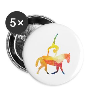 Schwindelfreie Voltigierkunst Turnier - Buttons groß 56 mm (5er Pack) - Weiß - Vorne