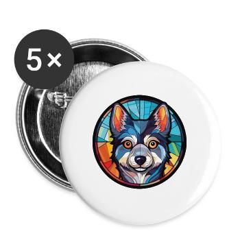 Alaskan Klee Kai Hunderasse Aquarell Illustration - Buttons groß 56 mm (5er Pack) - Weiß - Vorne