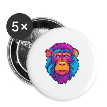 Pavian buntes Aquarell Cartoon Kawaii Tier - Buttons groß 56 mm (5er Pack) - Weiß - Vorne