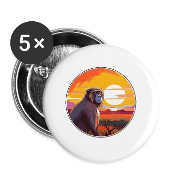 Pavian buntes Aquarell Cartoon Kawaii Tier - Buttons groß 56 mm (5er Pack) - Weiß - Vorne