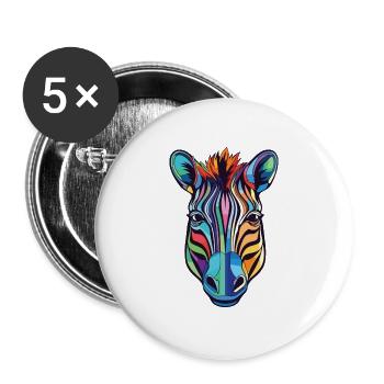 Zebra Buntes Aquarell Tier Haustier Illustration - Buttons groß 56 mm (5er Pack) - Weiß - Vorne