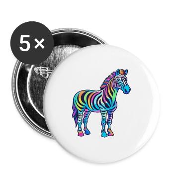 Zebra buntes Aquarell Cartoon Kawaii Tier - Buttons groß 56 mm (5er Pack) - Weiß - Vorne