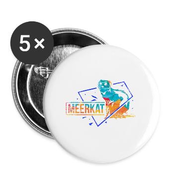 Neugieriges Erdmännchen Wüstenbewohner - Buttons groß 56 mm (5er Pack) - Weiß - Vorne