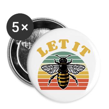Bienenflüsterer - Biene - Imker- Honig - Let it - Buttons groß 56 mm (5er Pack) - Weiß - Vorne