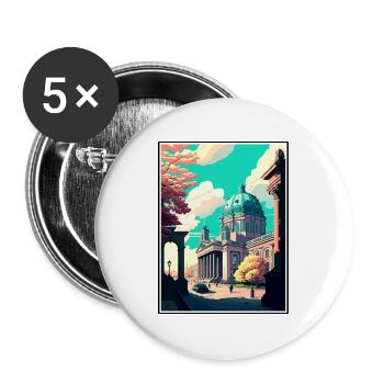Berlin Deutschland Vintage Reiseposter WPA Souvenir - Buttons groß 56 mm (5er Pack) - Weiß - Vorne
